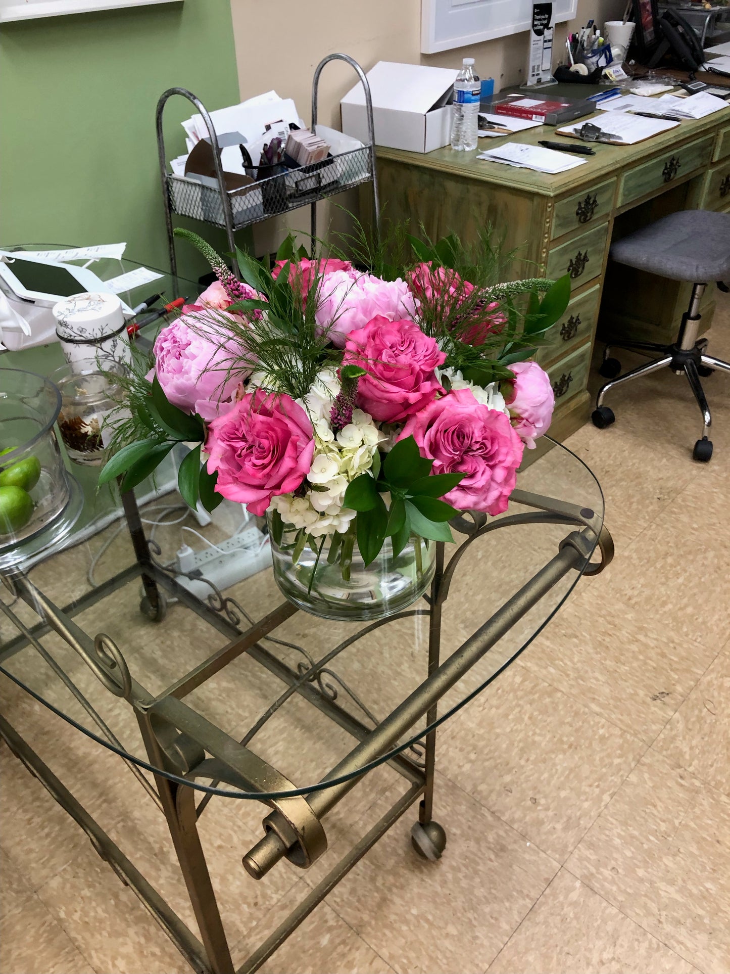 Peonies and Rose Deluxe Flower Arrangement